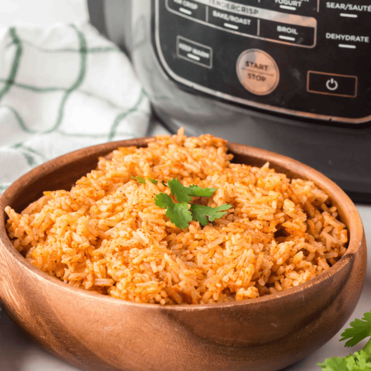 Fluffy and flavorful Ninja Foodi Mexican Rice, served as a side dish.