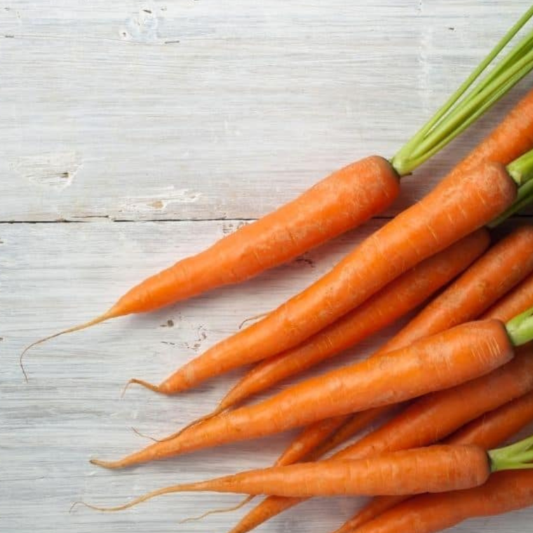 Fresh whole carrots ready to be air-fried