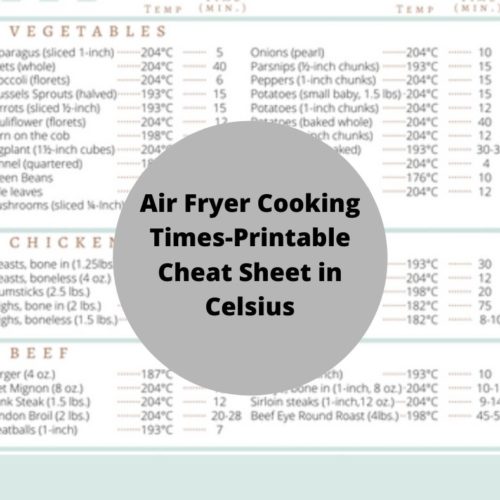 Air Fryer Cooking Times-Printable Cheat Sheet in Celsius - Fork To Spoon