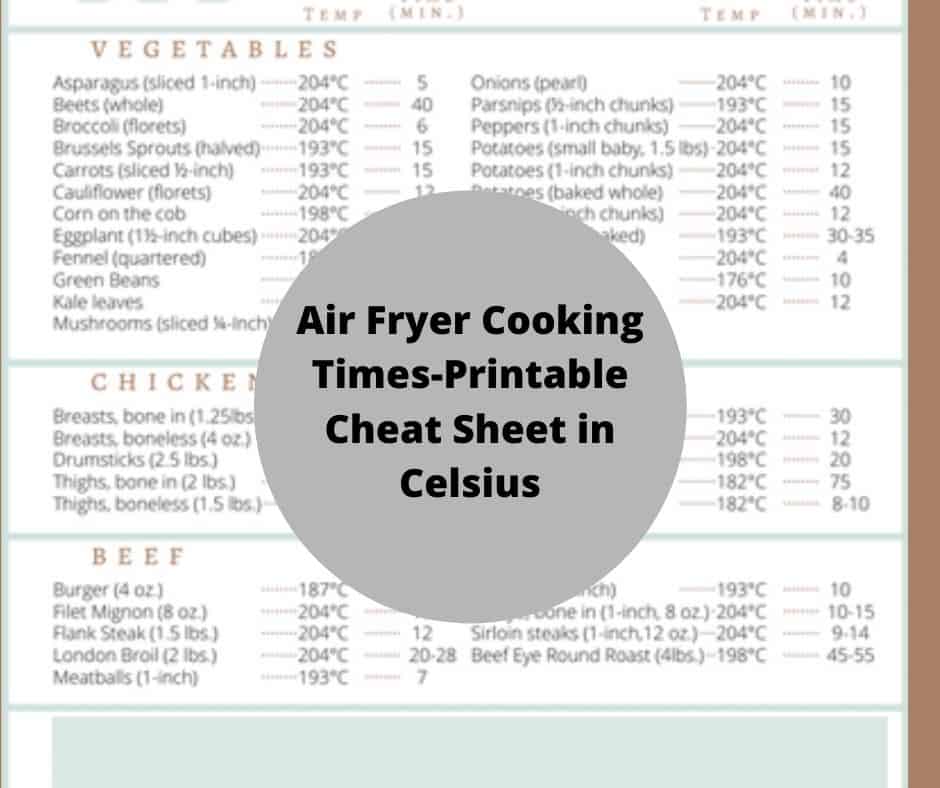 Air Fryer Cooking Time Chart Clear Classification Cooking Times Chart 