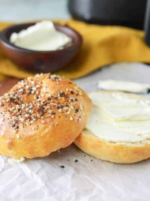 Air Fryer Everything Bagels with a perfectly crisp, golden crust and a savory topping of seeds and spices