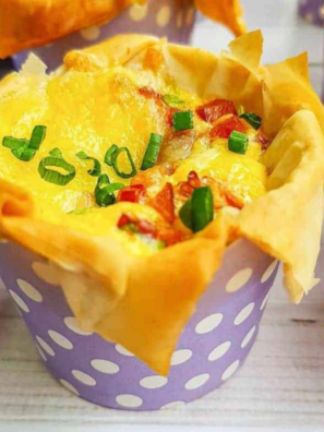 Air Fryer Muffin Tin Mini Quiche with cheese and vegetables"