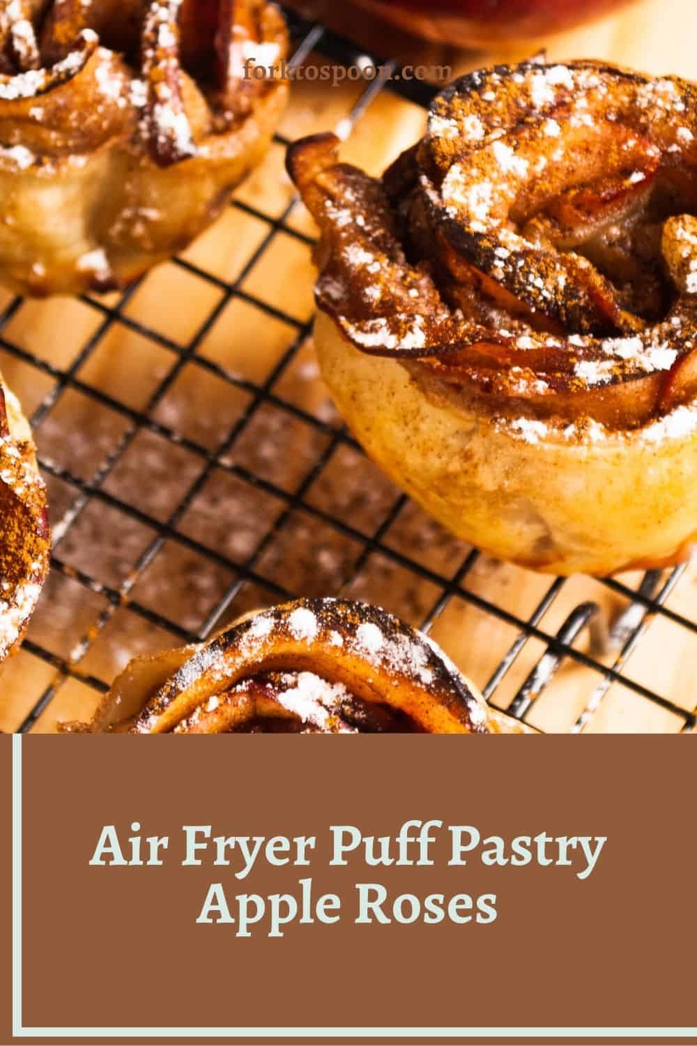 Air Fryer Puff Pastry Apple Roses Fork To Spoon