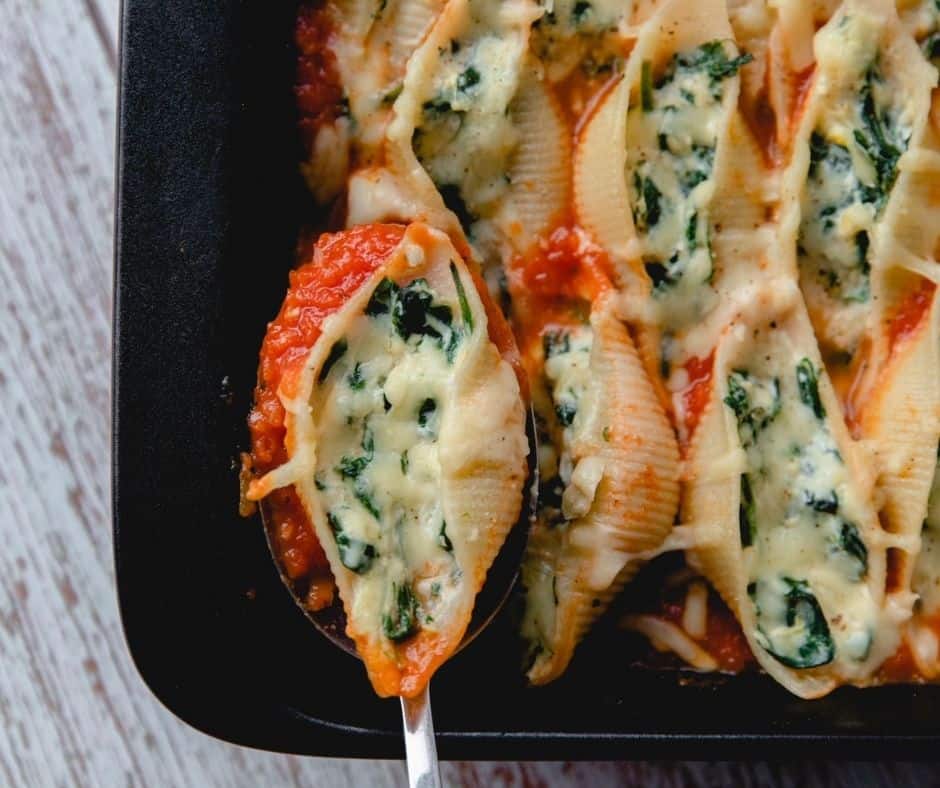 Air Fryer Stuffed Spinach Pasta Shells