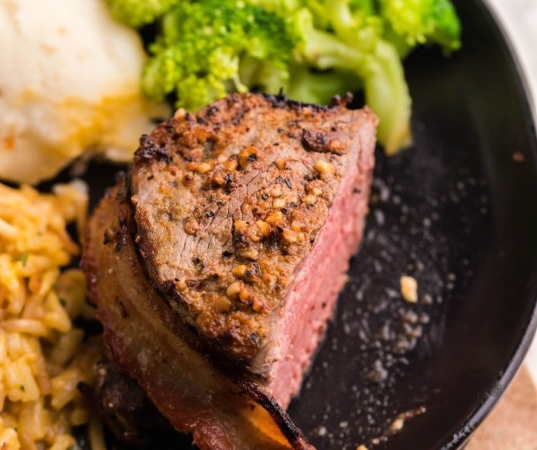 Air Fryer Bacon Wrapped Filet Mignon Fork To Spoon