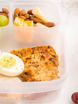 DIY Starbucks Protein Bistro Box with hard-boiled eggs, apple slices, cheese, and peanut butter"