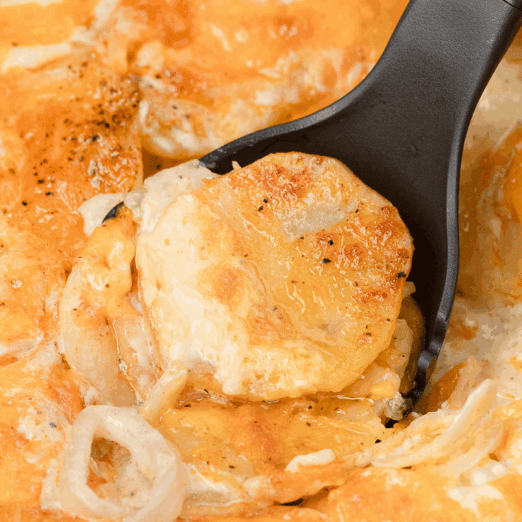 Golden, cheesy Omaha Steaks Scalloped Potatoes with tender, creamy layers
