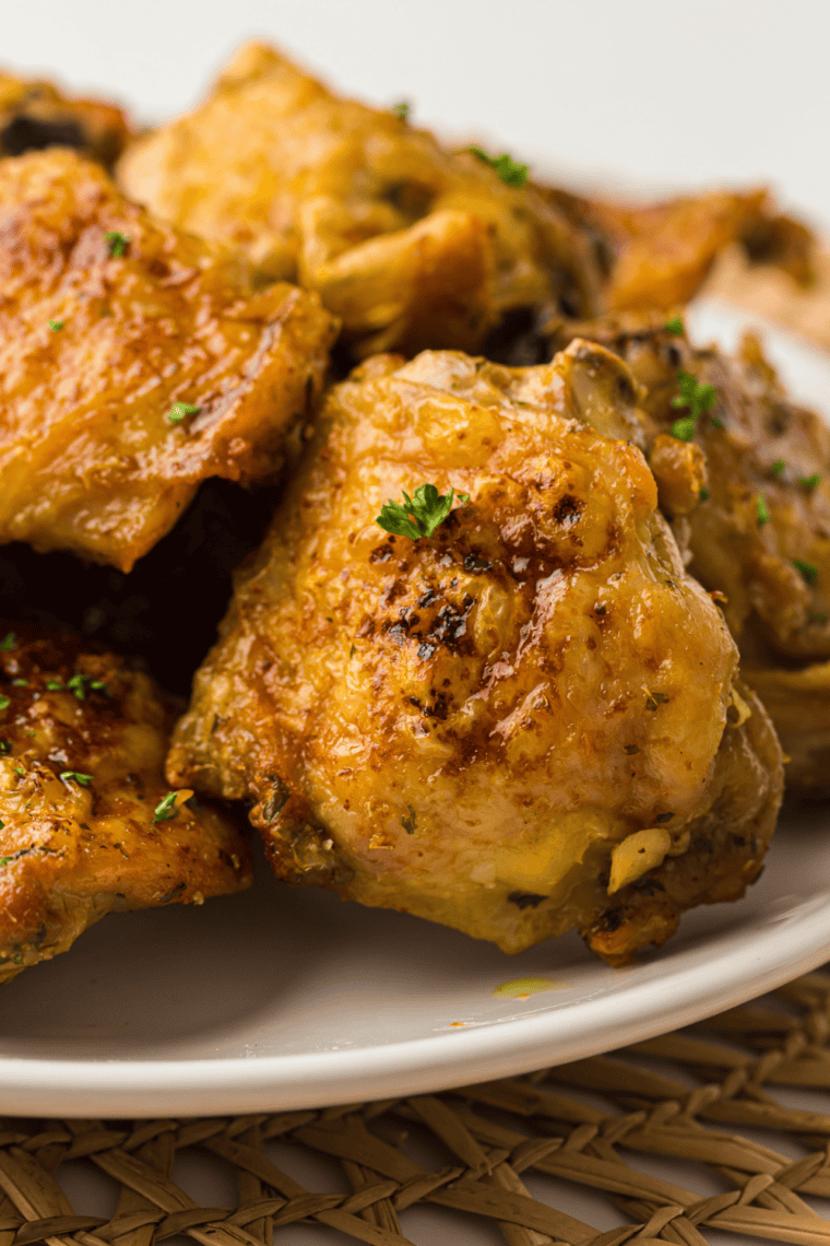 Smoky Air Fryer Chicken Thighs served crispy and golden brown.