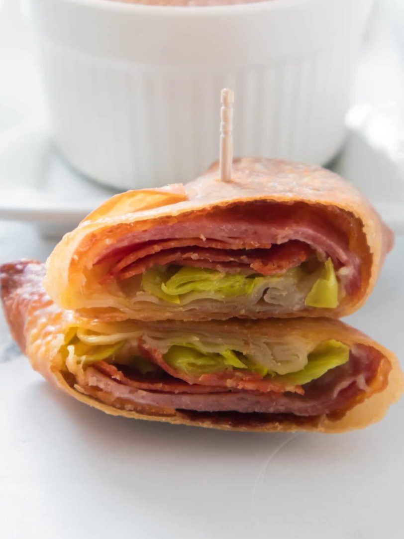 Air Fryer Cheesy Ham & Pickle Egg Rolls Fork To Spoon