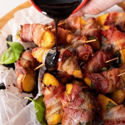 Air Fryer Bacon Wrapped Peaches