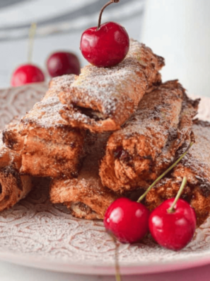 Air Fryer Cherry And Nutella Stuffed French Toast