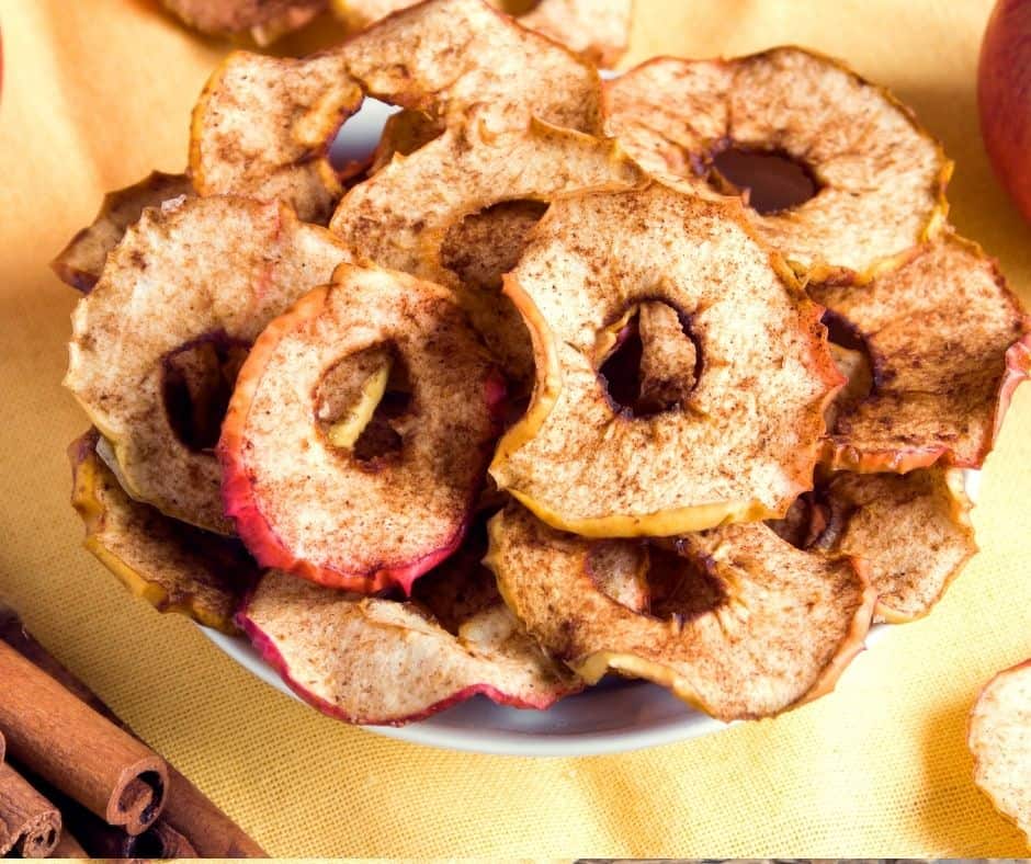 Air Fryer Cinnamon Apple Chips Fork To Spoon