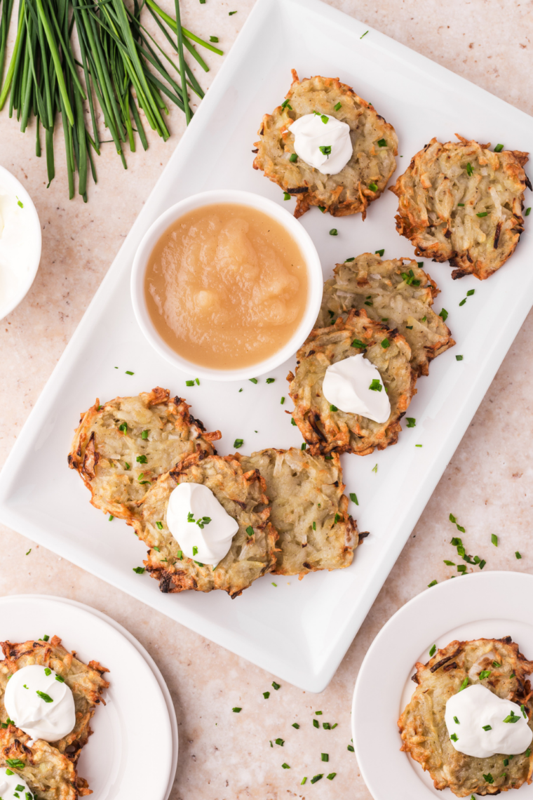 Air fryer latkes crispy golden potato pancakes served on plate