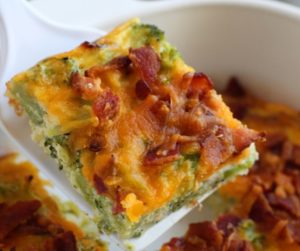 Air Fryer Low Carb Breakfast Casserole with Bacon Broccoli and Cheddar