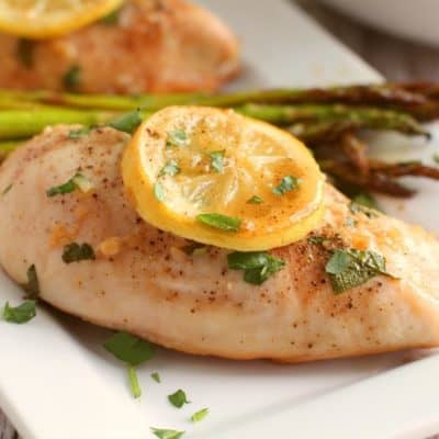 Air Fryer One Pan Lemon Chicken and Asparagus