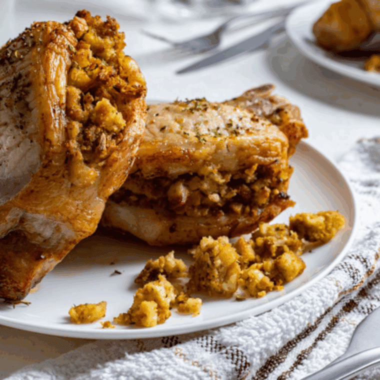 Air Fryer Stuffed Boneless Pork Chops: Juicy boneless pork chops stuffed with a savory filling, air-fried to golden perfection.
