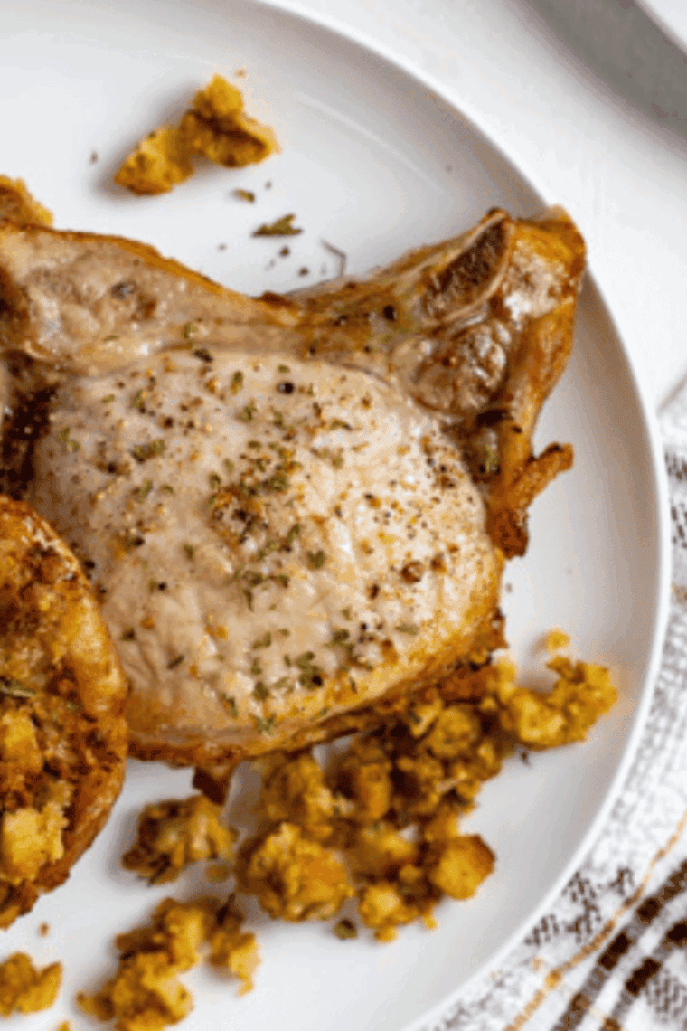 Air Fryer Stuffed Boneless Pork Chops: Juicy pork chops stuffed with savory filling, air-fried to golden and crispy perfection.