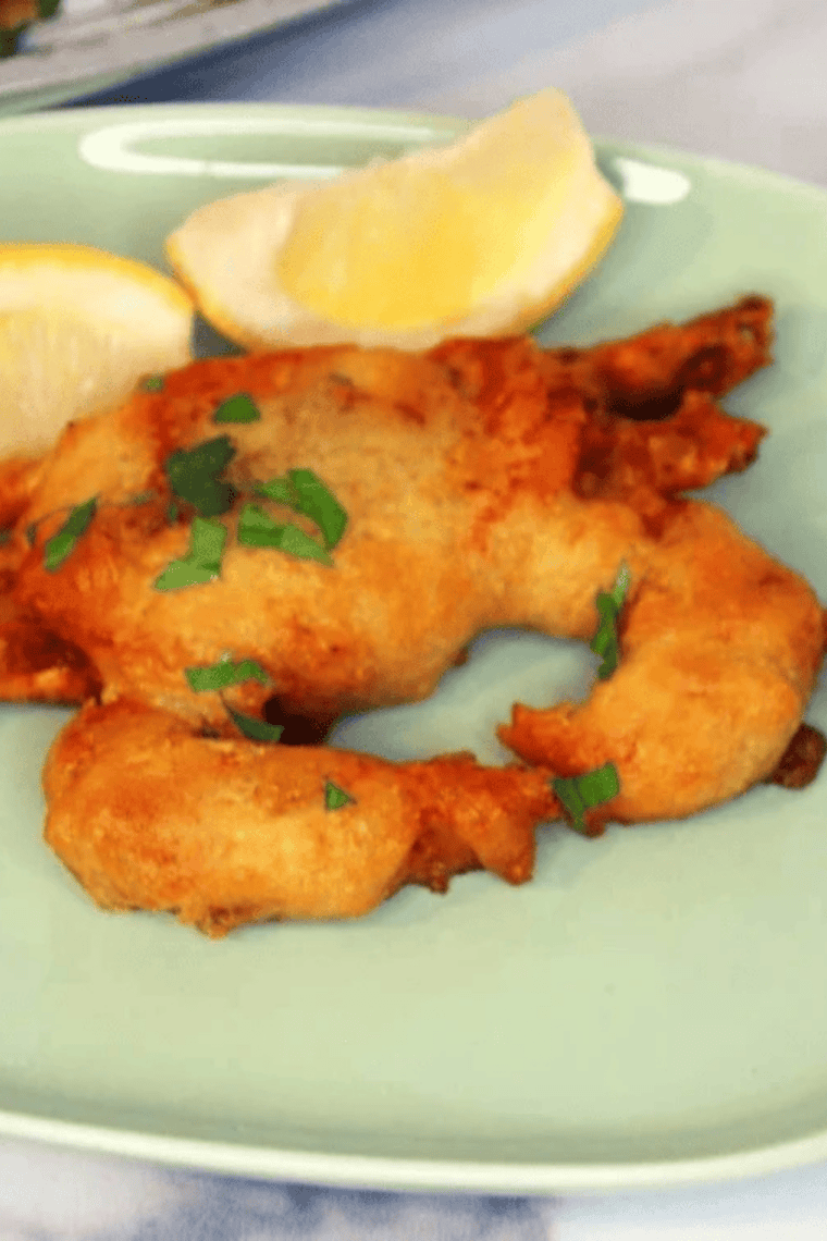 Golden crispy soft shell crab cooked in air fryer basket