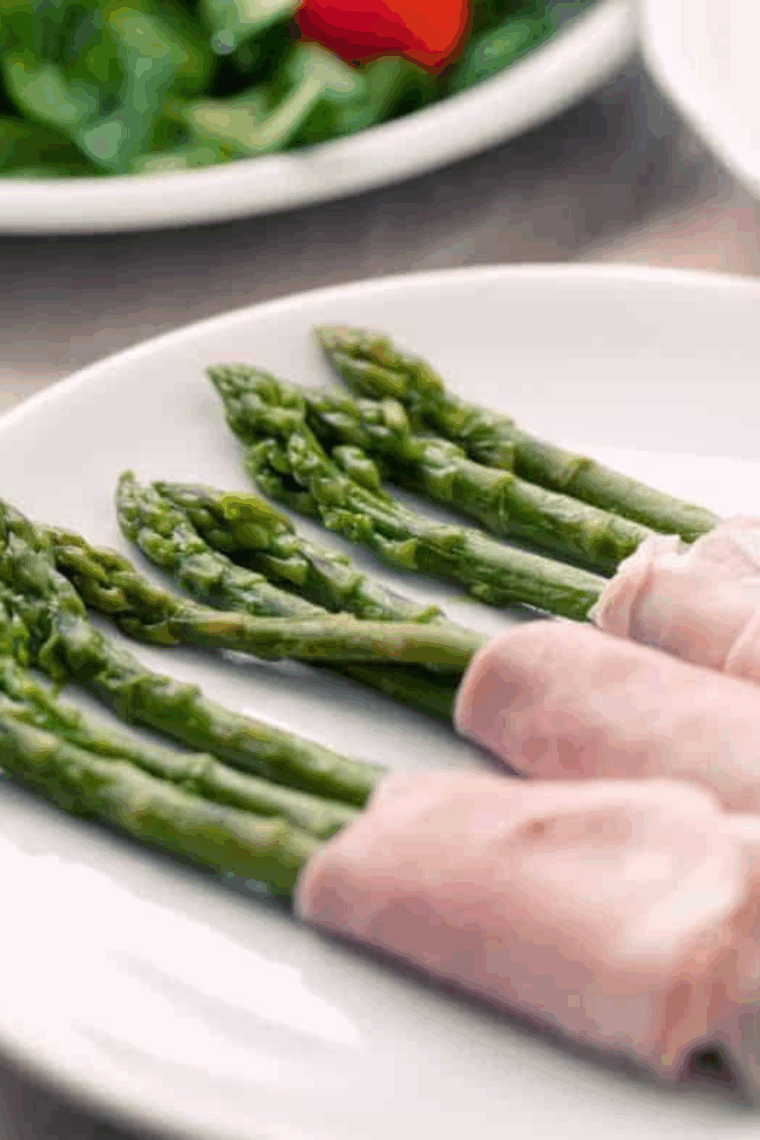 Air fryer Ham Asparagus Rolls cooked to golden perfection, ready to serve