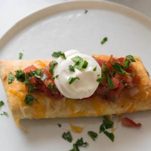 Shrimp Chimichangas on a white plate