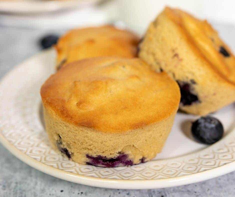 Air Fryer Blueberry Muffins in a white plate