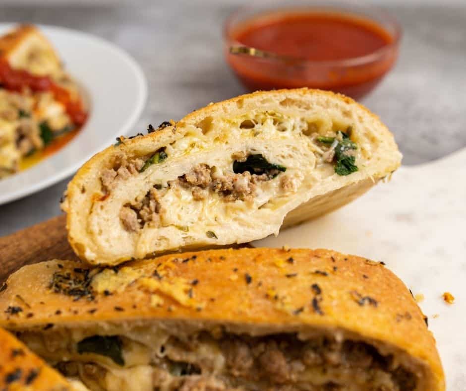 Air Fryer Cheesy Sausage Pizza Bread