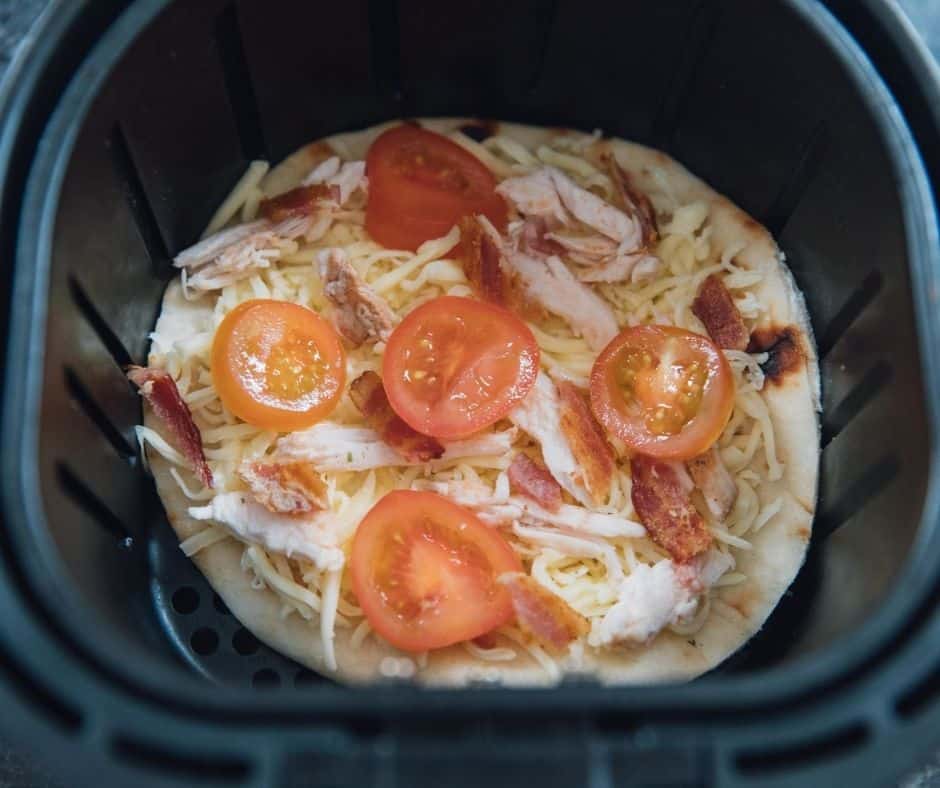 Air Fryer Copycat Panera Flatbread Chipotle Chicken and Bacon Pizza