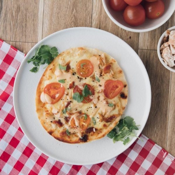 Air Fryer Copycat Panera Flatbread Chipotle Chicken and Bacon Pizza