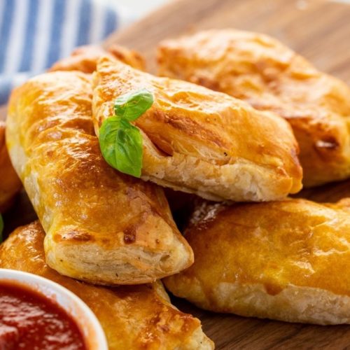 Air Fryer Pepperoni Basil Tomato Puffs Fork To Spoon
