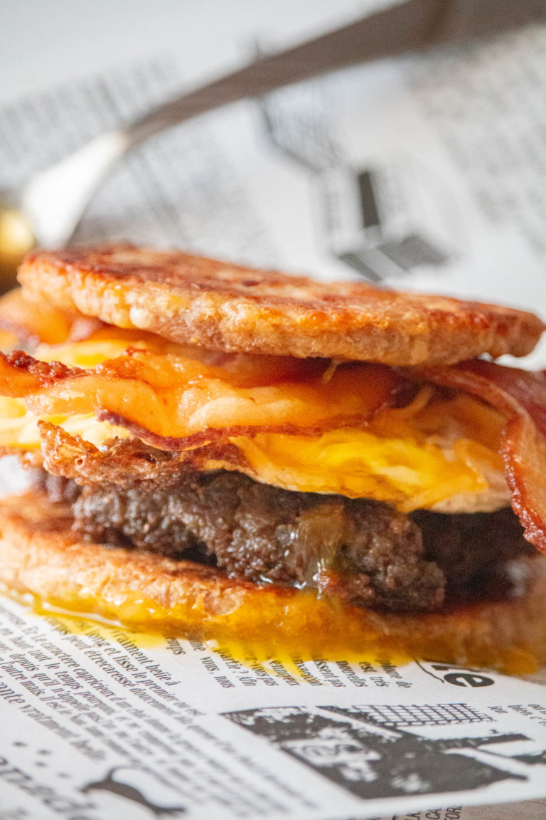 Air Fryer Sausage McGriddle Breakfast Sandwich (McDonald’s Keto Copycat