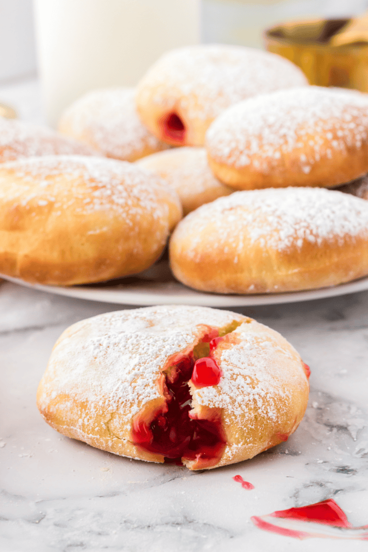 Air fryer cherry pie donuts with sweet cherry filling and golden crispy dough.