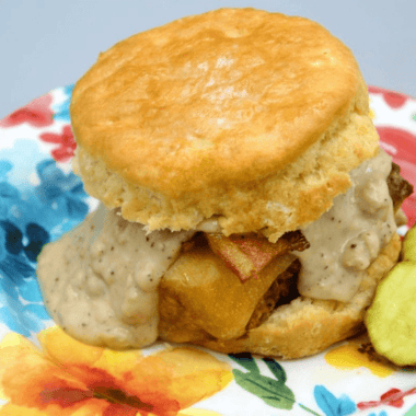 Air Fryer Chicken And Gravy Biscuit Sandwich