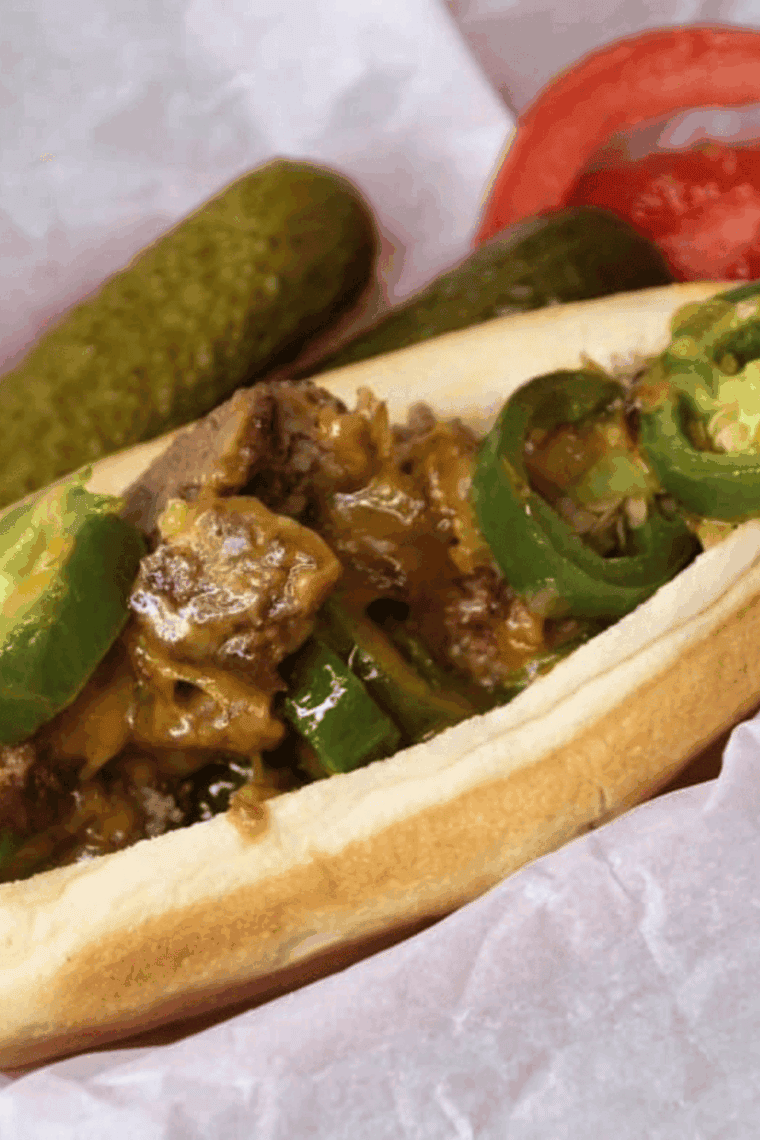 Juicy Air Fryer New York Style Chopped Cheese sandwich with melted cheese and onions on a toasted roll