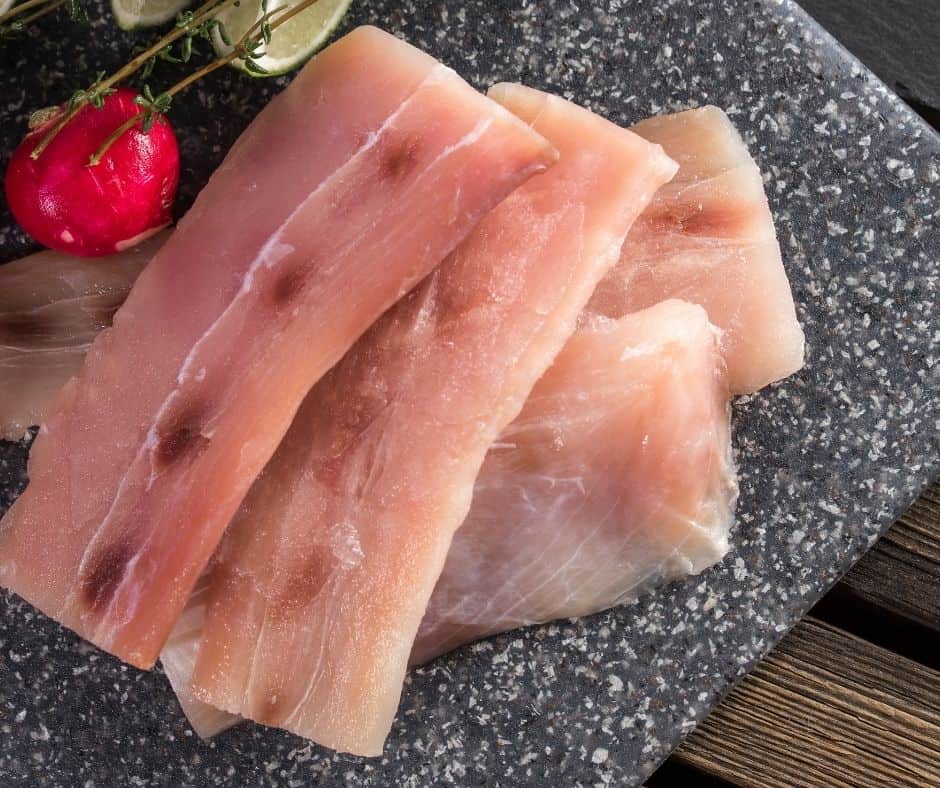 overhead closeup: uncooked mahi mahi fillets