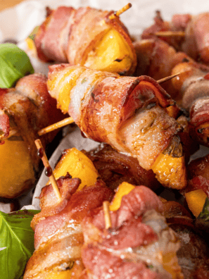 Air Fryer Bacon Wrapped Peaches