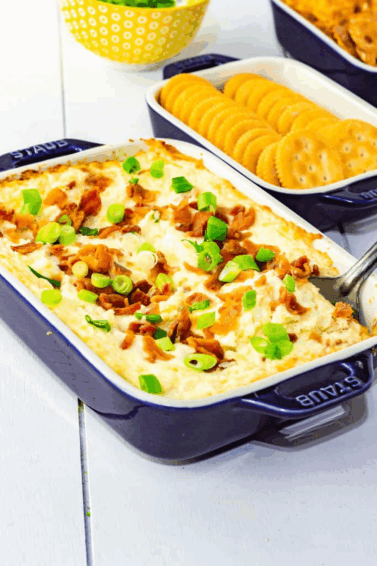 Warm, golden cottage cheese dip served in a ramekin from the air fryer.