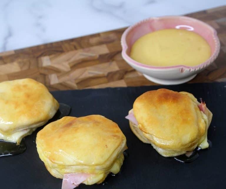 Air Fryer Ham and Cheese Biscuit Sandwiches Fork To Spoon