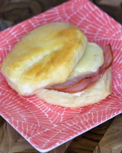 Air Fryer Ham and Cheese Biscuit Sandwiches