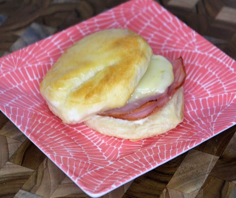 Air Fryer Ham and Cheese Biscuit Sandwiches
