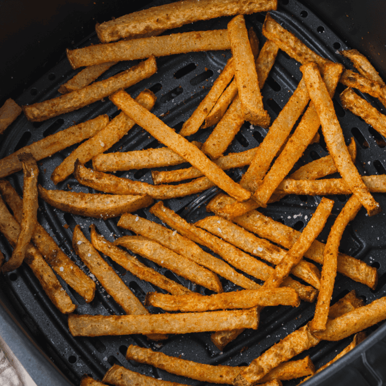 Air Fryer Jicama Fries, crispy and golden, a healthy low-carb alternative to regular fries.