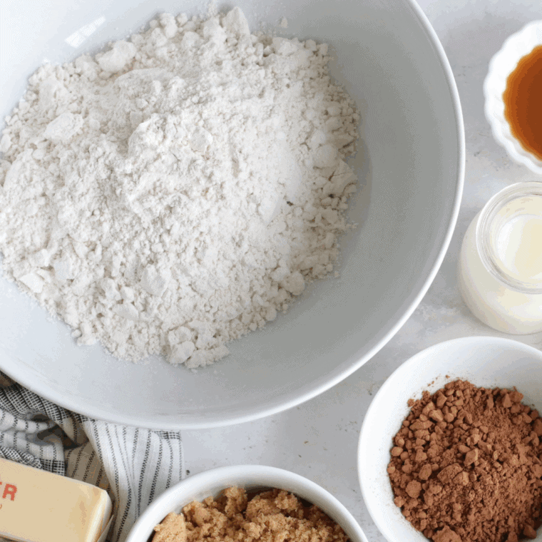 Ingredients needed for Air Fryer Kodiak Cake Waffles on kitchen table.