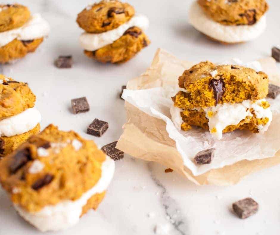 Air Fryer Pumpkin Chocolate Chunk Sandwich Cookie