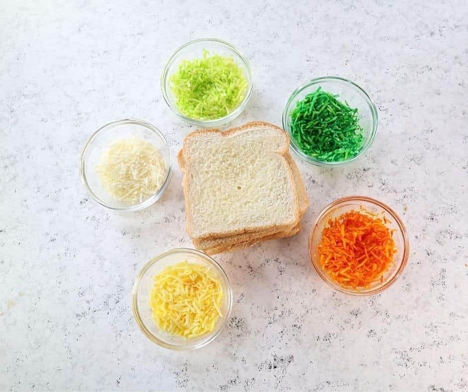 Ingredients Needed For Air Fryer Rainbow Grilled Cheese
