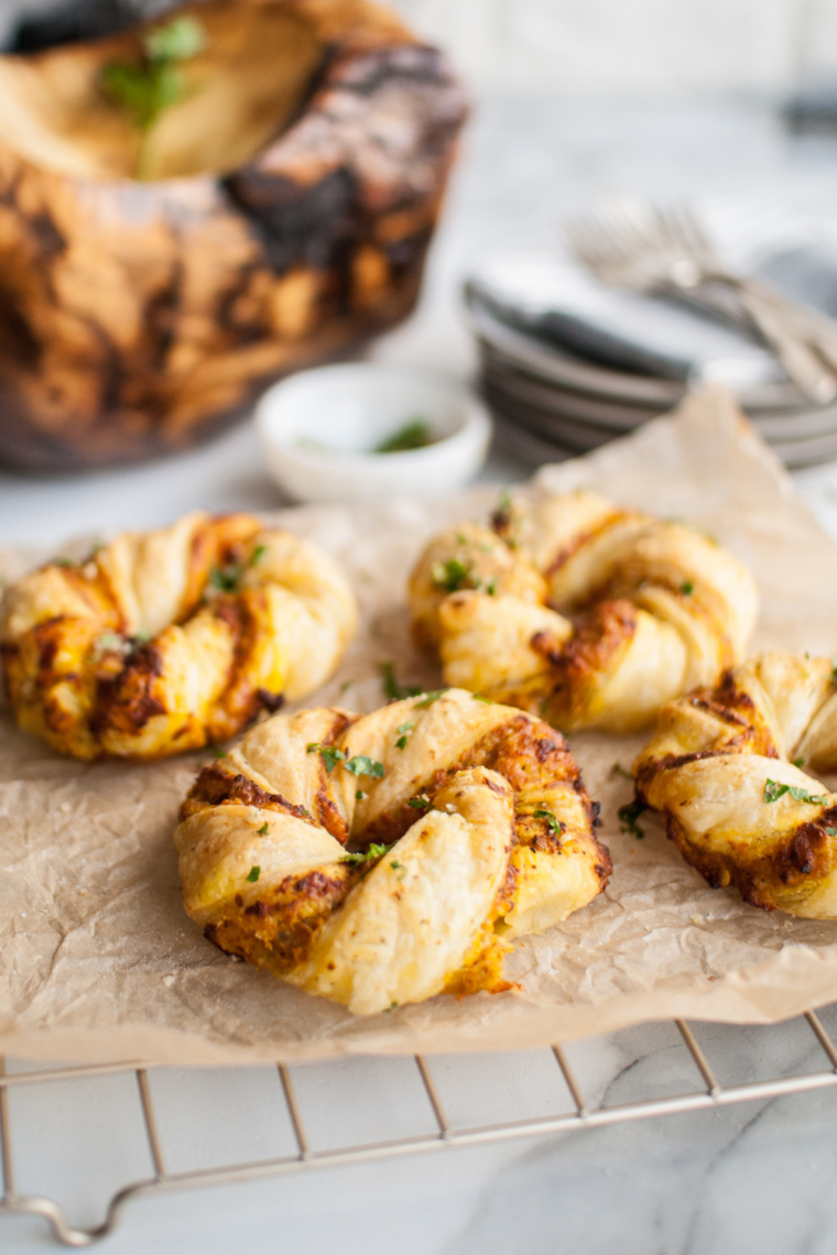 Air Fryer Savory Pumpkin Twists With Puff Pastry