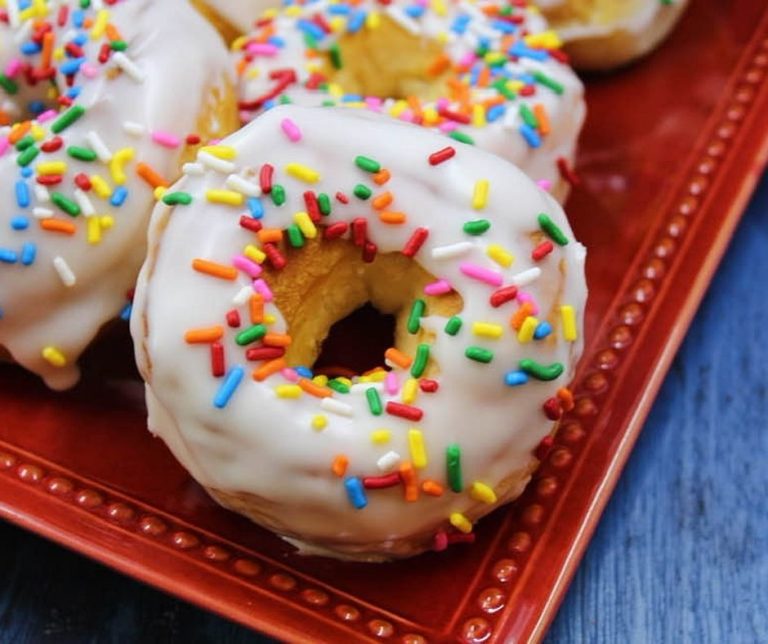 Air Fryer Vanilla Glazed Biscuit Donuts Fork To Spoon