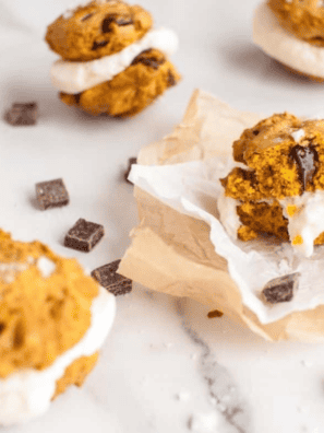 Air Fryer Pumpkin Chocolate Chunk Sandwich Cookie