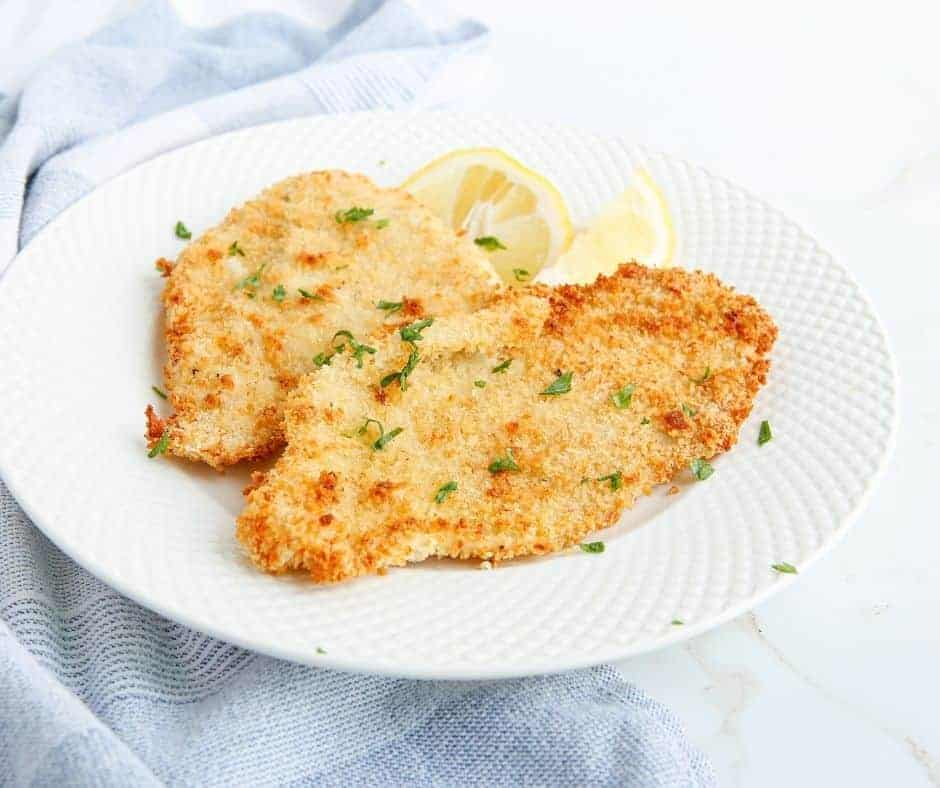 plate with air fryer schnitzel