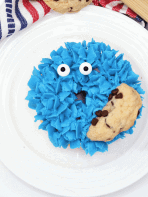 Air Fryer Cookie Monster Donuts