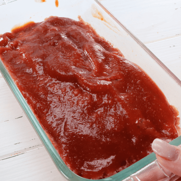 Boston Market copycat meatloaf topped with hickory ketchup sauce