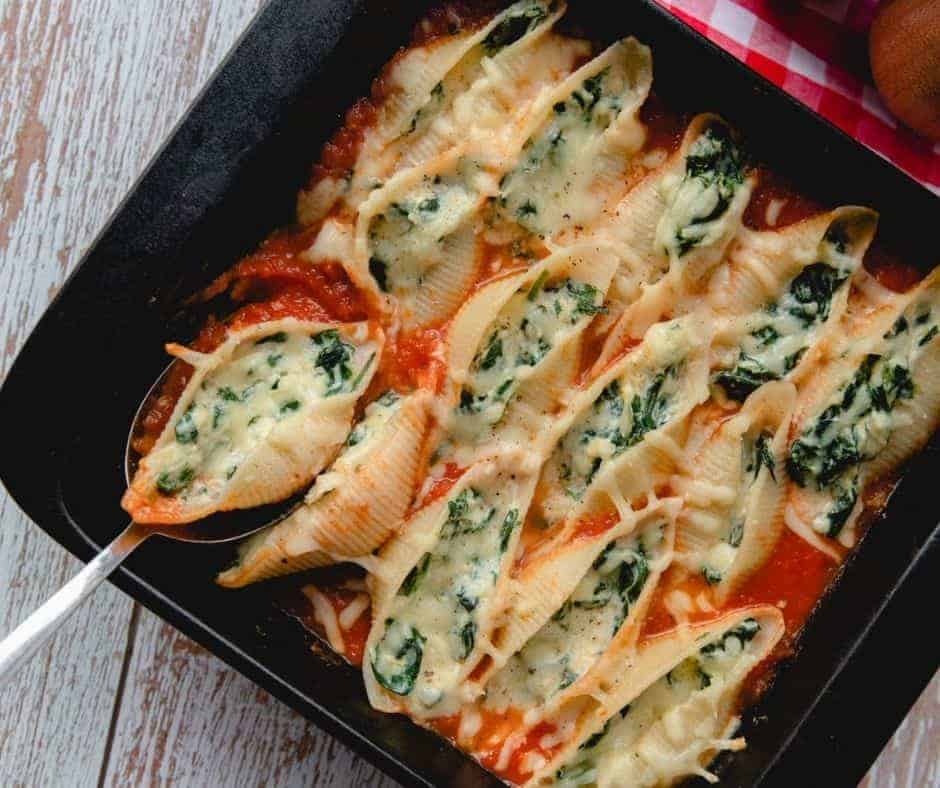 Air Fryer Stuffed Spinach Pasta Shells